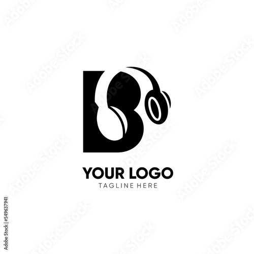 Letter B Headphone Logo Design Vector Icon Graphic Illustration