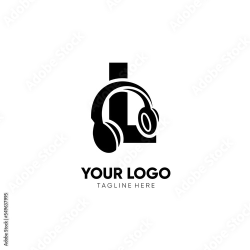 Letter L Headphone Logo Design Vector Icon Graphic Illustration
