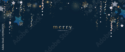 Happy Holidays, season's greetings and new year vector template with Christmas element decoration
