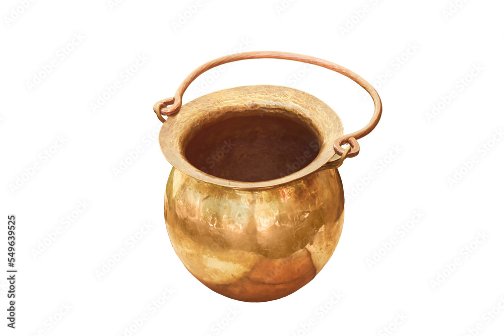 Ancient Roman pot, isolated on a white background. Reconstruction of military events during the wars of the Roman Empire