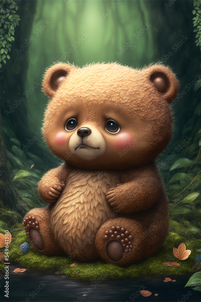 A cute and adorable kawaii baby Bear ,digital art,illustration,Design Stock  Illustration | Adobe Stock