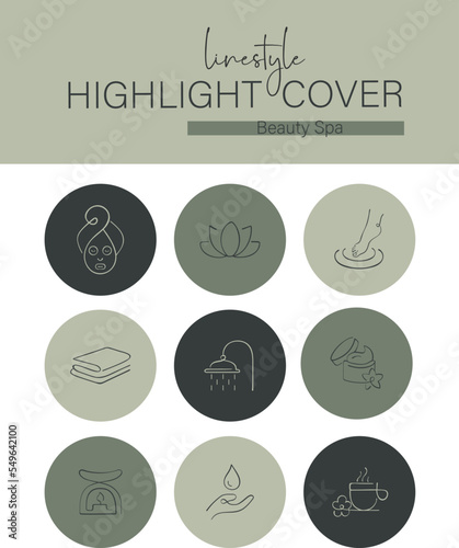 Linestyle Icon Set Beauty Spa