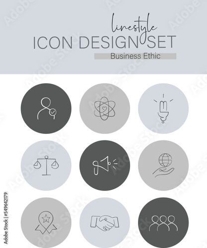 Linestyle Icon Set Business Ethic