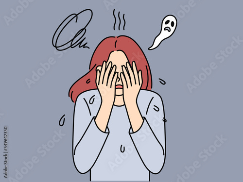 Unhappy woman suffer from fear