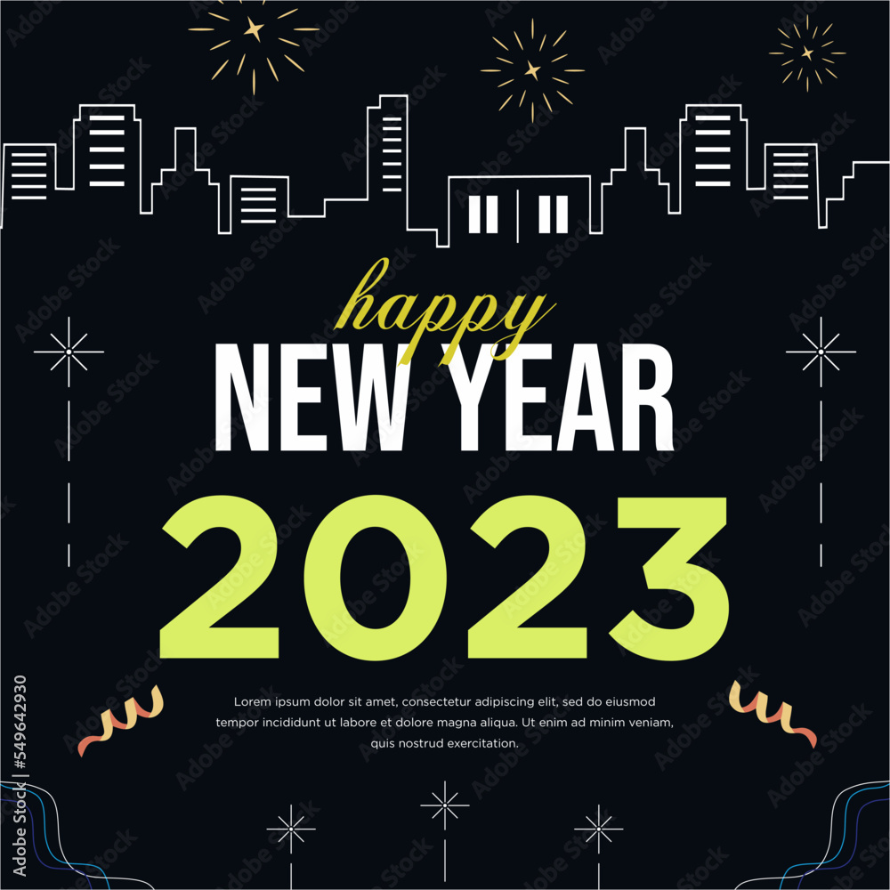 Happy new year greeting celebration Vector