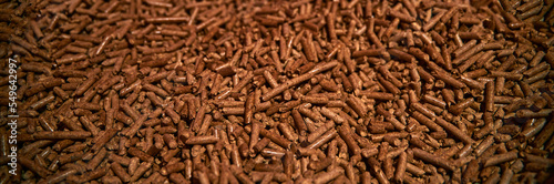 Detailed shot of wood pellets. Alternative eco fuel is made from renewable timber wood for the heating house. photo