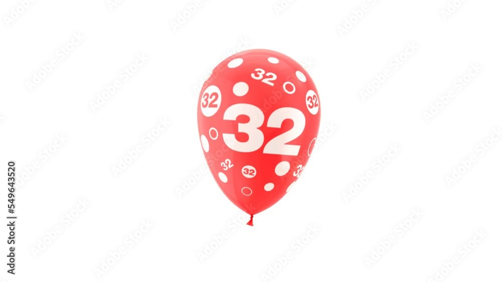 Balloon Animation with number 32. Loop Animation. With Green Screen and Alpha Matte Channel. Balloon Animation with number 32. Loop Animation. With Green Screen and Alpha Matte Channel.