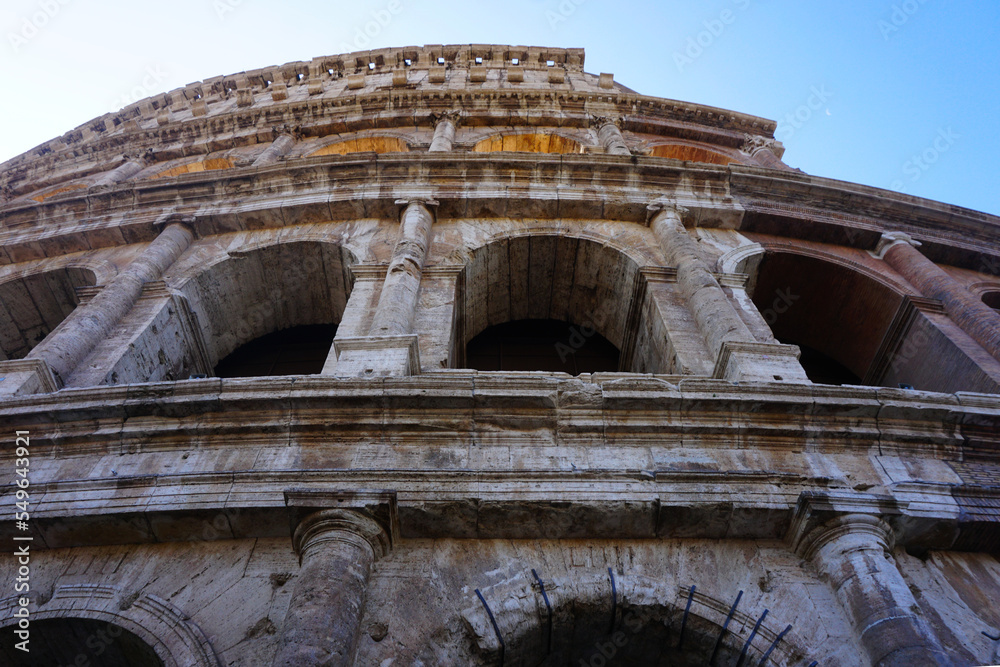View of colosseum facade, Rome, Italy