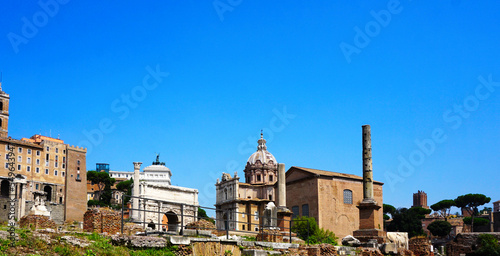 View over Roman Forum (Forum Romanum) in Rome, Italy