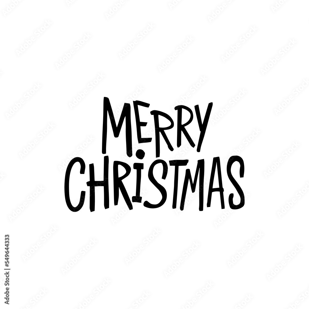 Merry Christmas Lettering Isolated. Vector Illustration of Winter Calligraphy.