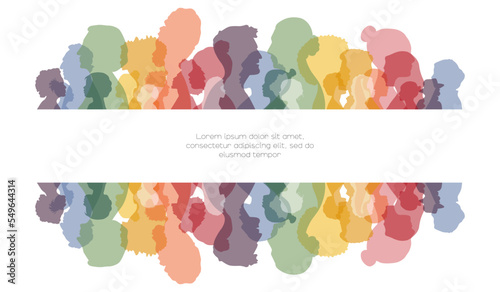 Different people together. Banner with place for text.