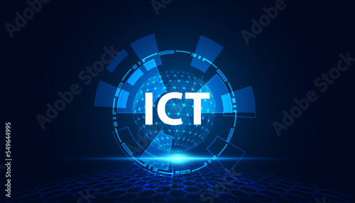 Abstract Futuristic Modern Concept ICT Information and Communication Technology data security protection analyze or process receiving and sending data storage and reuse