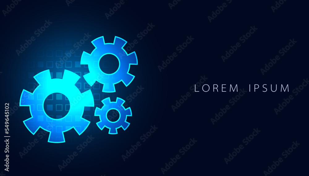 Abstract gear cogs digital concept technology industry construction icon blue futuristic abstract background.