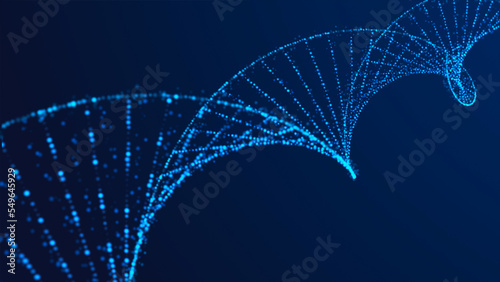 Abstract DNA or RNA Genetic Line Particle Blurred Beautiful Blue Background.