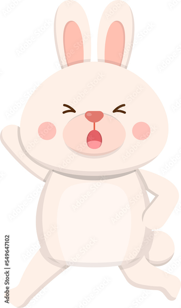 Happy smiling rabbit, cute cartoon cartoon mascot body gesture Happy smiling rabbit, cute cartoon cartoon mascot body gesture