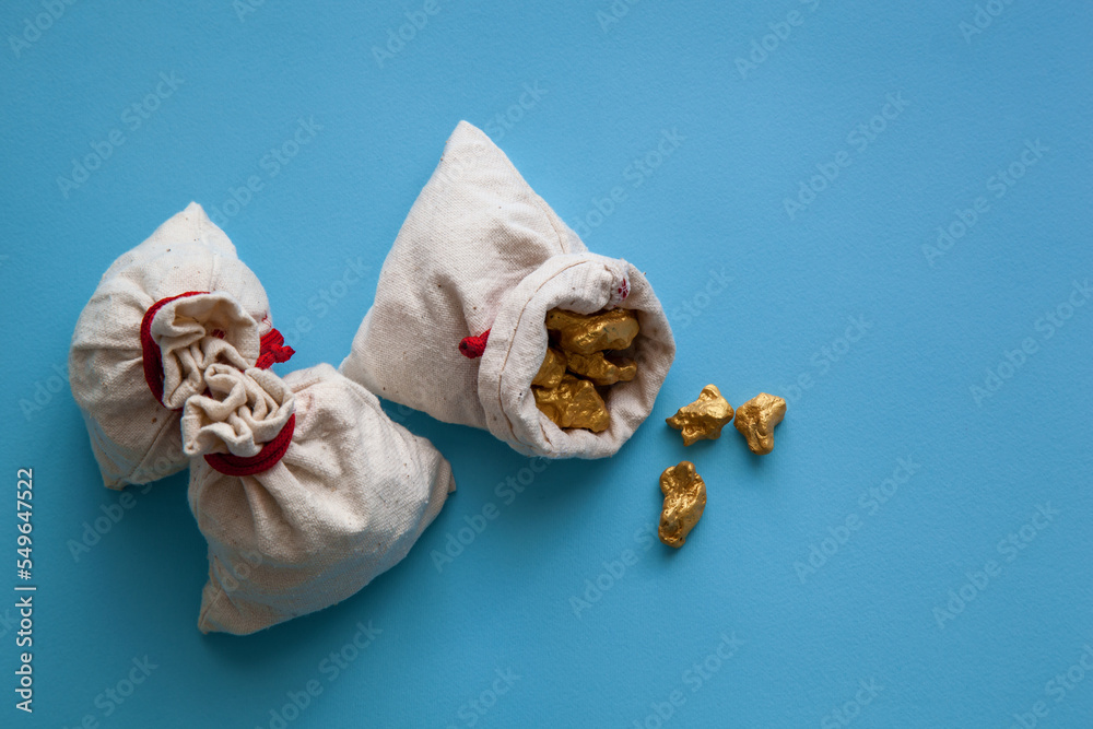 Sacks of gold nuggets Sacks of gold nuggets