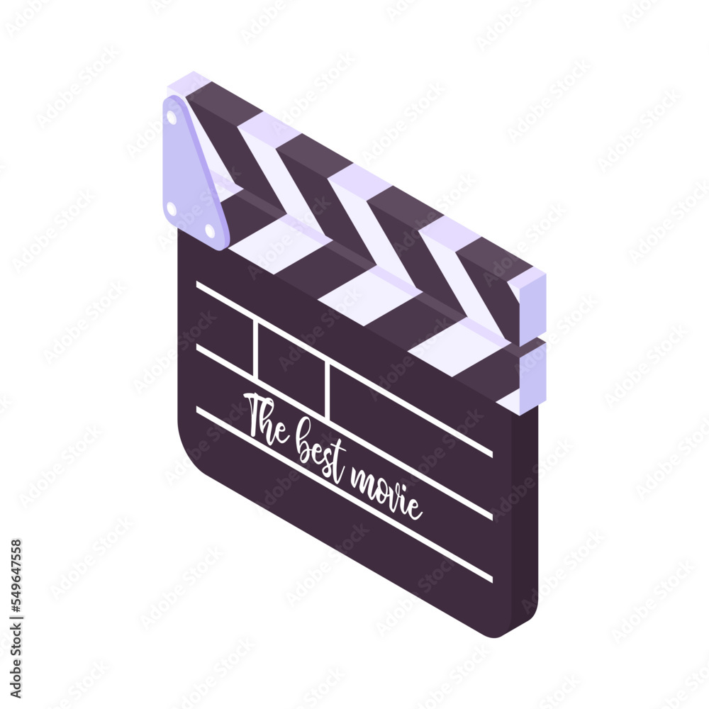 Naklejka premium Cinema Clapper Isometric Composition