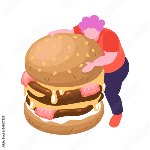 Embracing Burger Isometric Composition