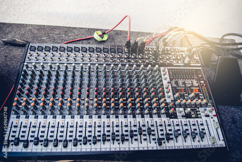 mixer machine in conference hall, seminar event or wedding ceremony party.