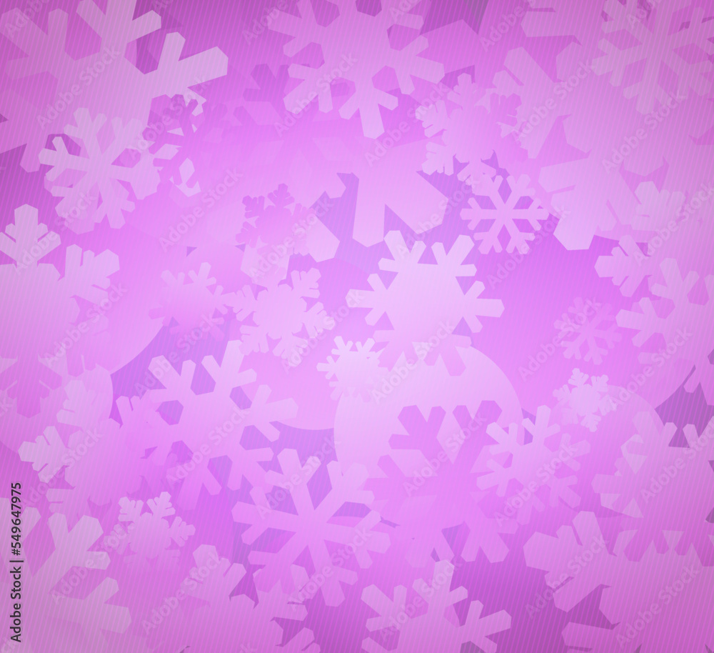 Winter pink background with assorted snowflakes