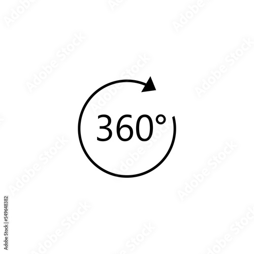 Rotate 360 degrees icon. 360 degrees logo isolated on white background