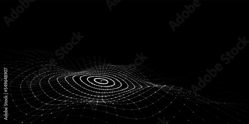 3D digital circular dynamic wave. Technology smart wave. Seamless flow digital structure. Cyber technology background. Vector illustration.