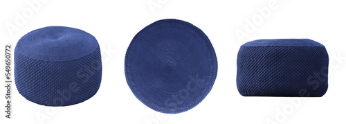 soft pouf isolated on white background, interior furniture, 3D illustration, cg render