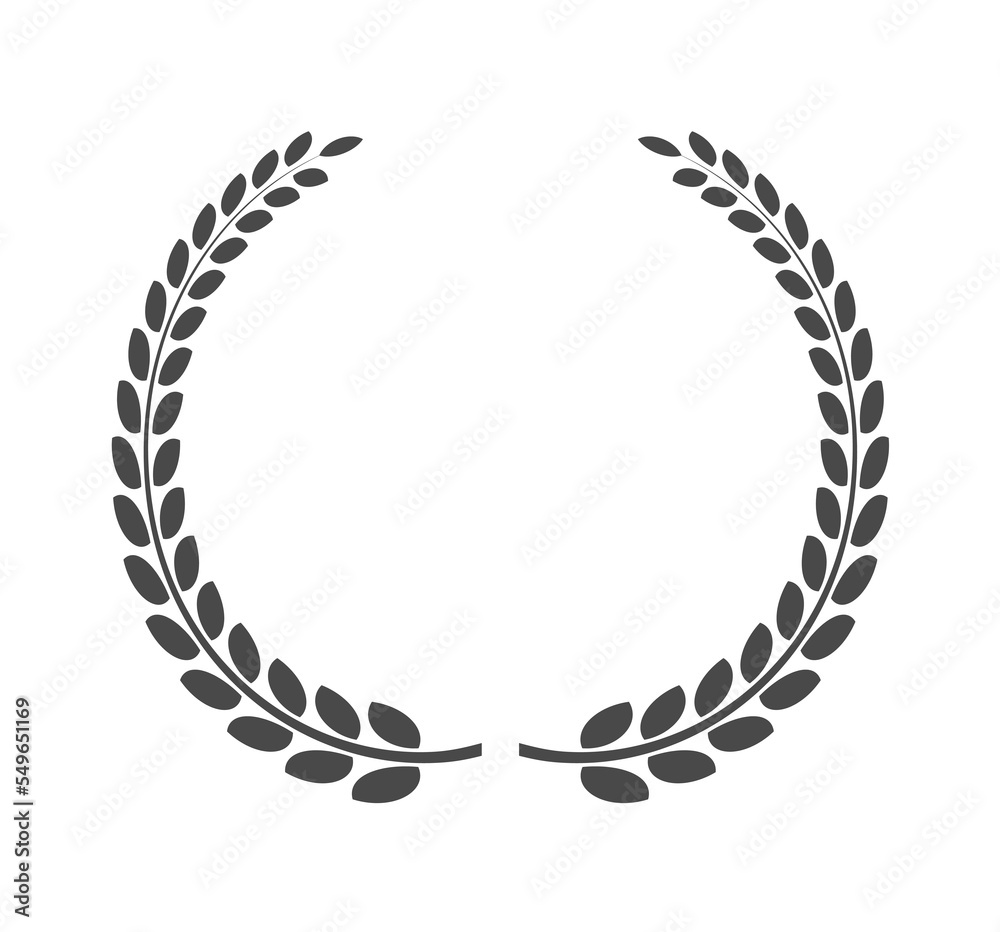 Obraz premium Laurel Wreath Isolated Flat Decoration Element Luxury Leaf PNG Illustration