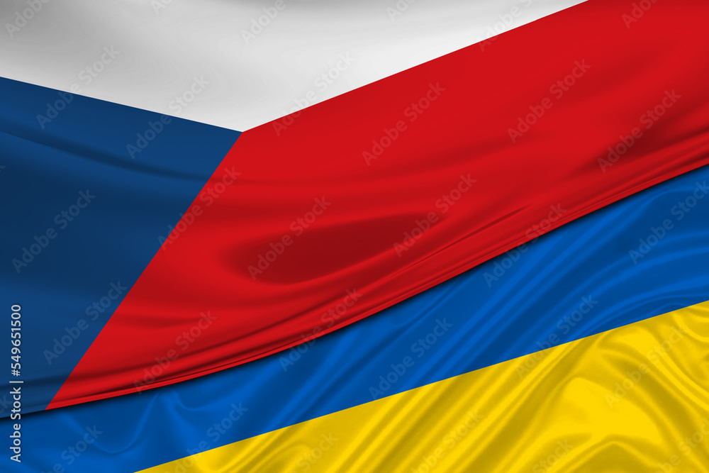 Flags of Ukraine and Czech Republic. International relationships.