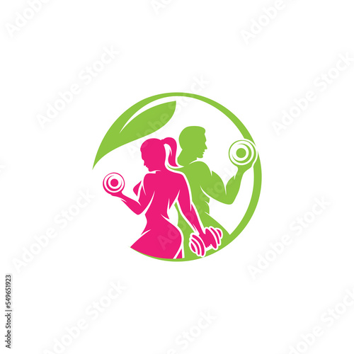 Healthy Life fitness Gym logo design template