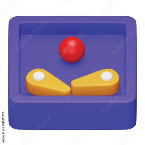 Pinball 3d rendering isometric icon.