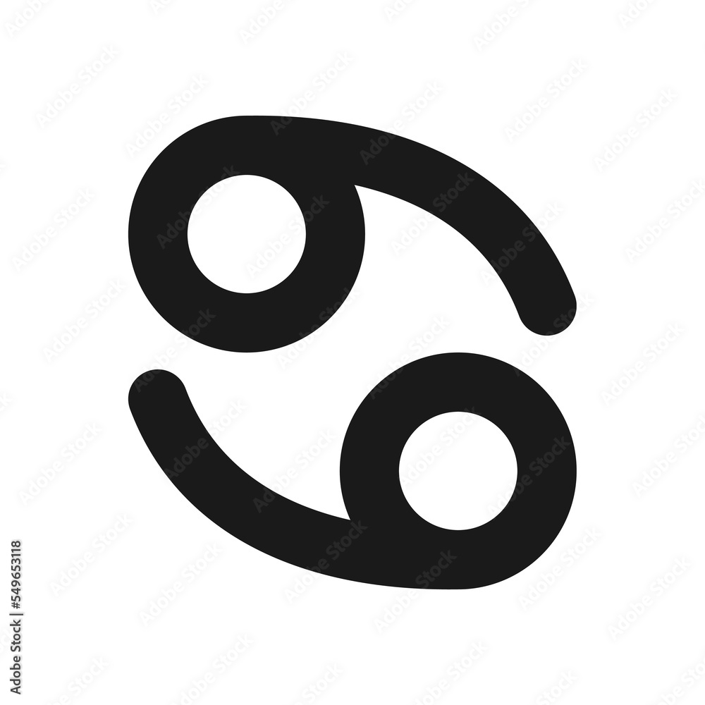 Cancer black glyph icon. Water zodiac sign crab. Horoscope element. Astrological personality. Birth constellation. Silhouette symbol on white space. Solid pictogram. Vector isolated illustration Cancer black glyph icon. Water zodiac sign crab. Horoscope element. Astrological personality. Birth constellation. Silhouette symbol on white space. Solid pictogram. Vector isolated illustration