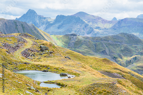 View of a lake in the Ayous route, Astún, Huesca, Spain photo