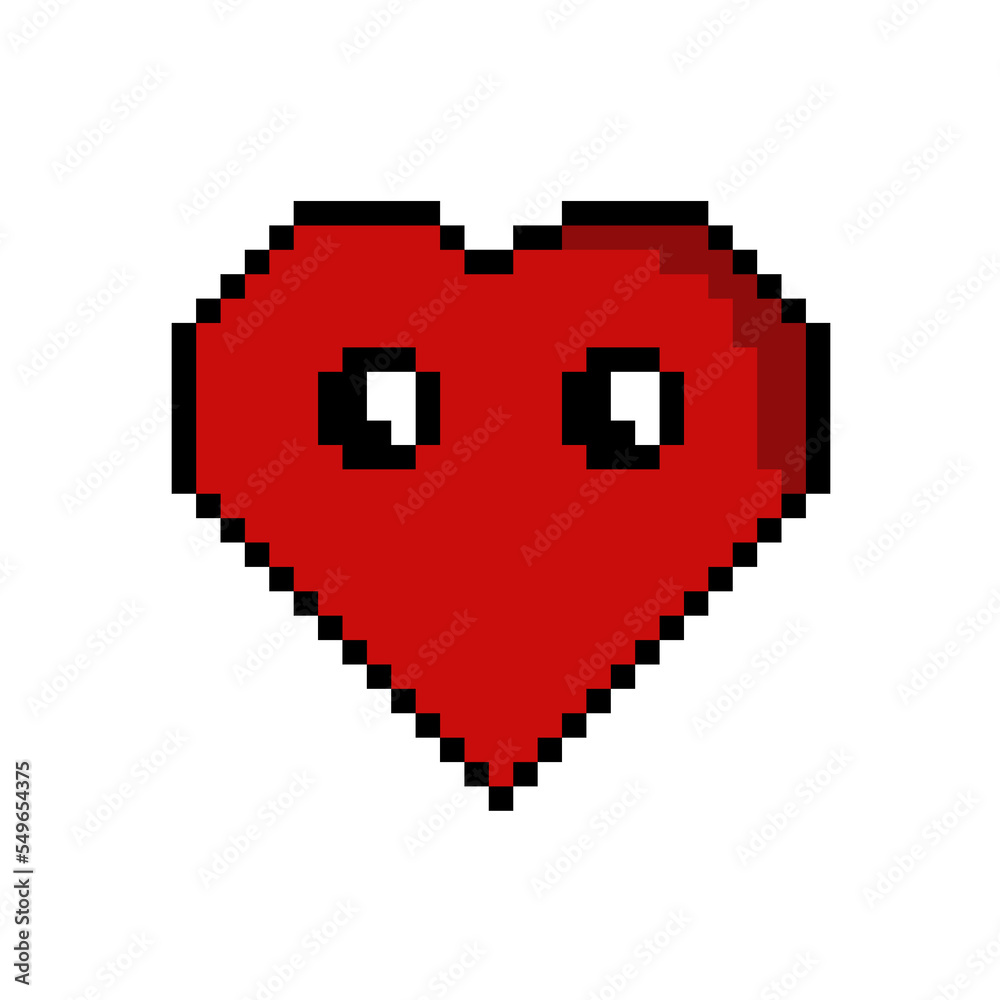 Valentine Heart pixel vector. Red Pixle Heart for Valentine Day.
