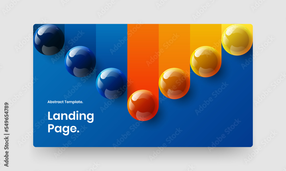Vivid 3D spheres corporate identity layout. Modern front page design vector illustration.