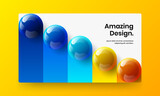 Original landing page design vector illustration. Abstract realistic spheres postcard template.