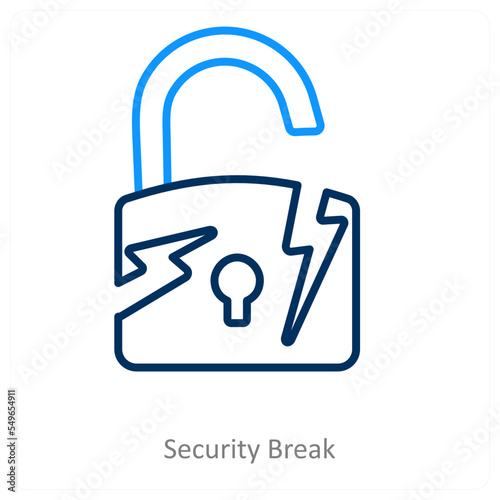 security break and cracked icon concept