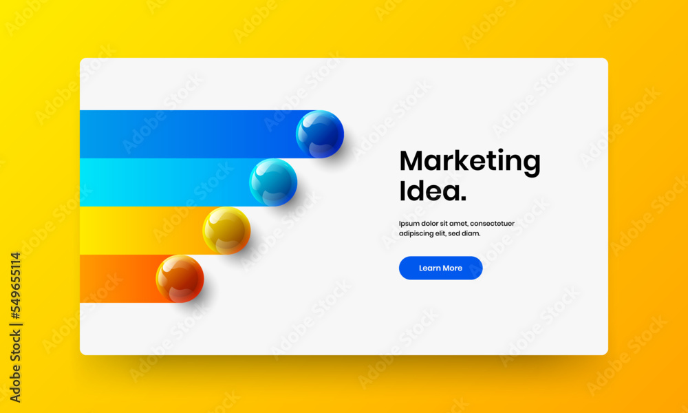 Obraz premium Multicolored 3D balls booklet layout. Creative website vector design template.