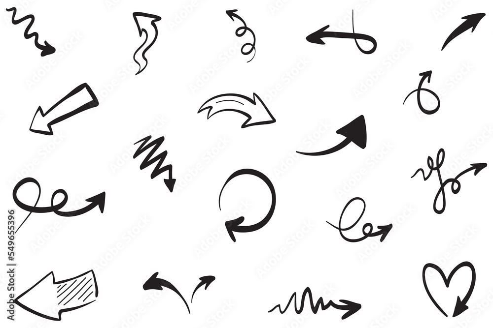 set of hand drawn arrows .Vector doodle design elements. Illustration on white background.for business infographic, banner, web and concept design. set of hand drawn arrows .Vector doodle design elements. Illustration on white background.for business infographic, banner, web and concept design.