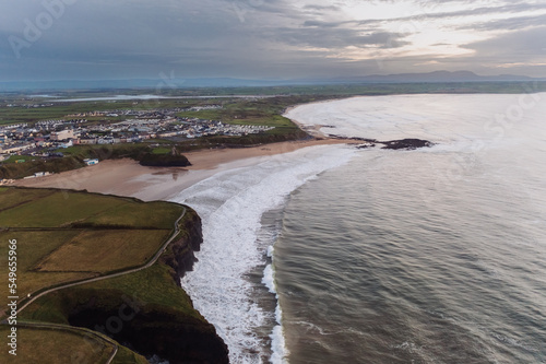 landscape of the Ballybunion Cliff Walk and rugged cliffs and seashore in County Kerry in western Ireland. High quality photo photo