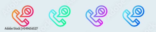 Block call line icon in gradient colors. Telephone signs vector illustration.