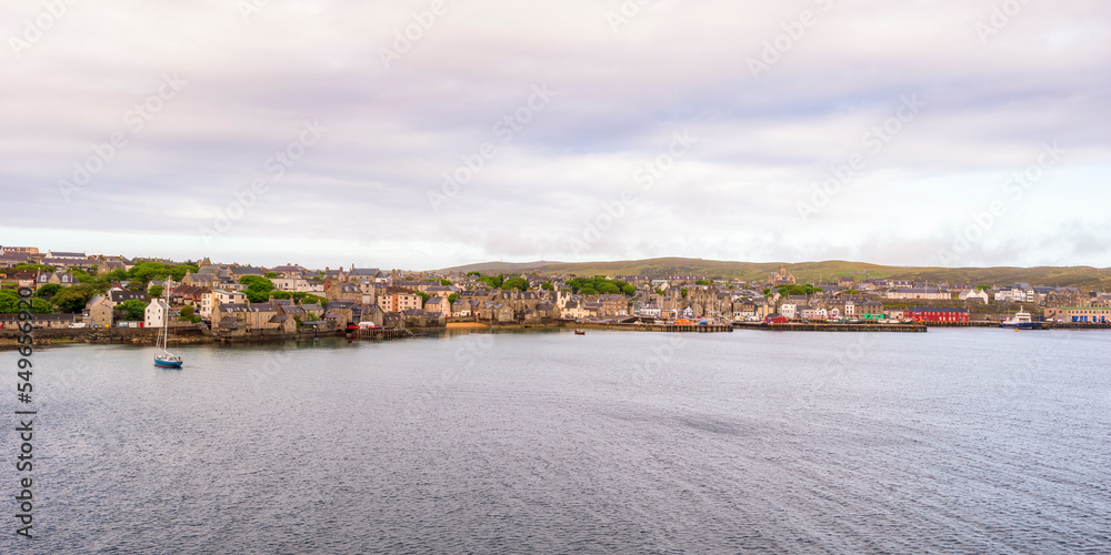 UK, Scotland, Lerwick, Panoramic view of coastal town UK, Scotland, Lerwick, Panoramic view of coastal town