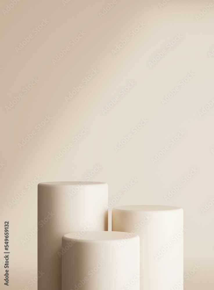 3D background scene with podium. Minimal product display mockup with geometric shape object. 3D rendering. 