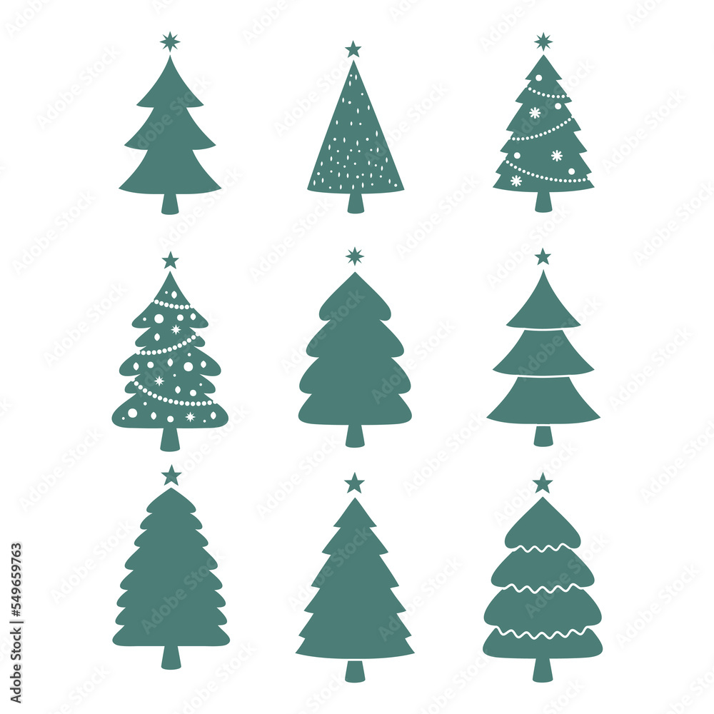 Set of christmas tree design elements vector