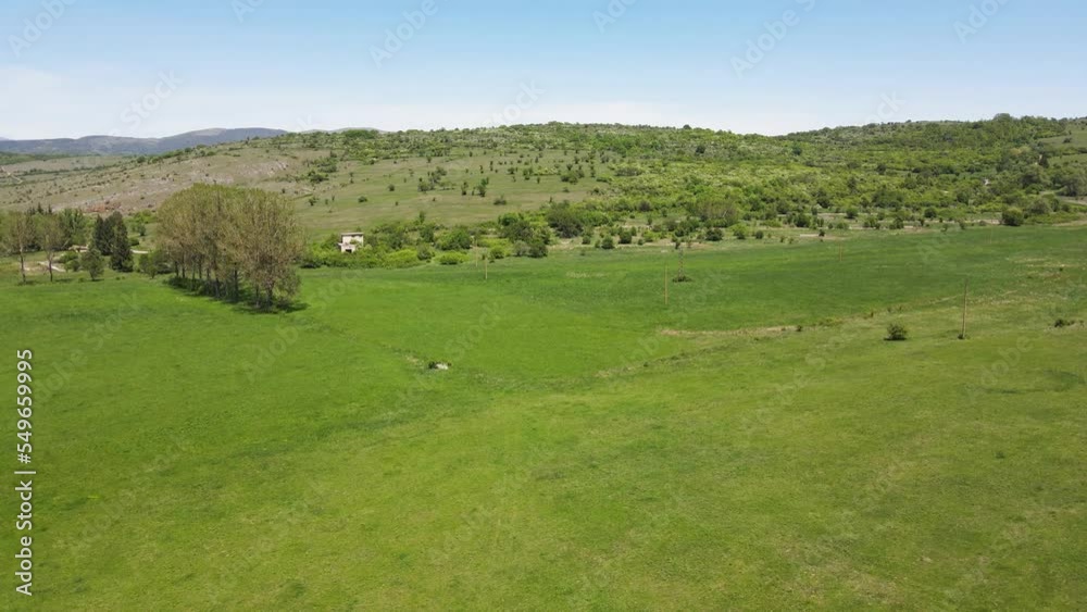 Spring Aerial view of rural land near town of Godech, Sofia region, Bulgaria Spring Aerial view of rural land near town of Godech, Sofia region, Bulgaria