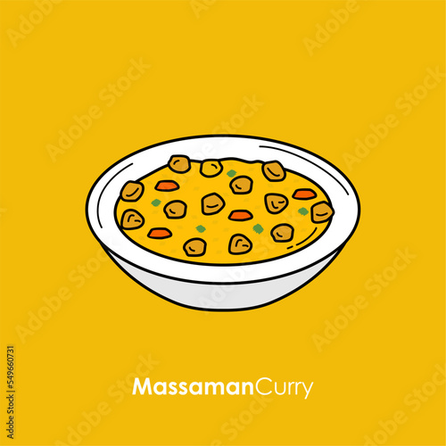 massaman curry thailand food vector stock