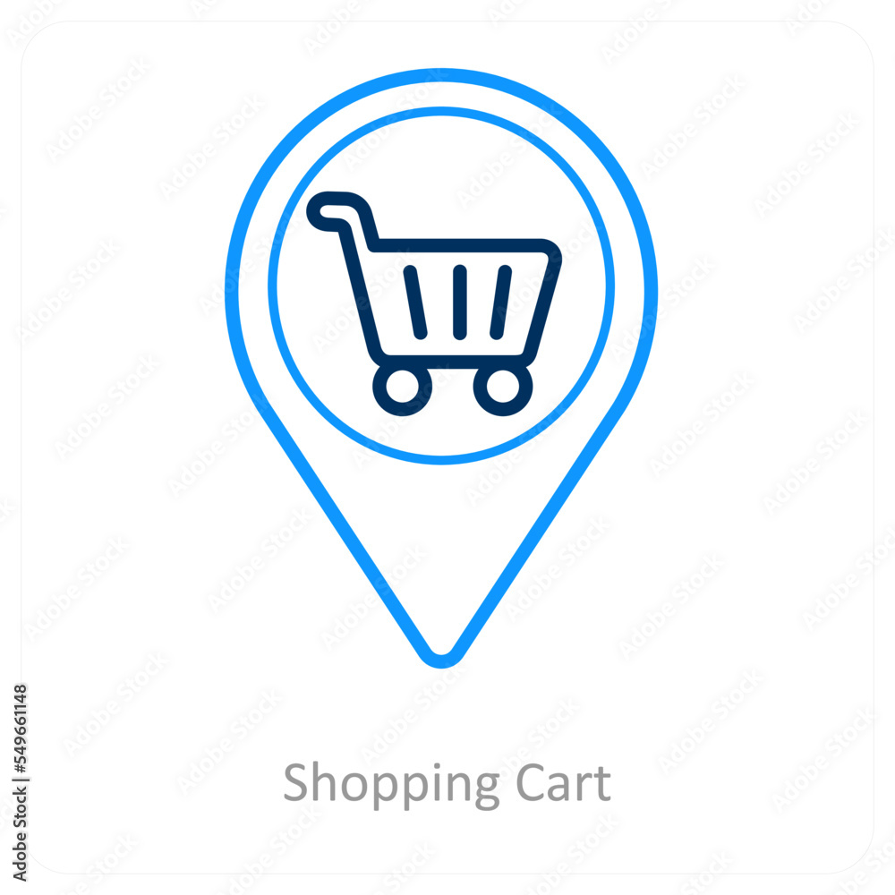 Shopping cart and location icon concept Shopping cart and location icon concept