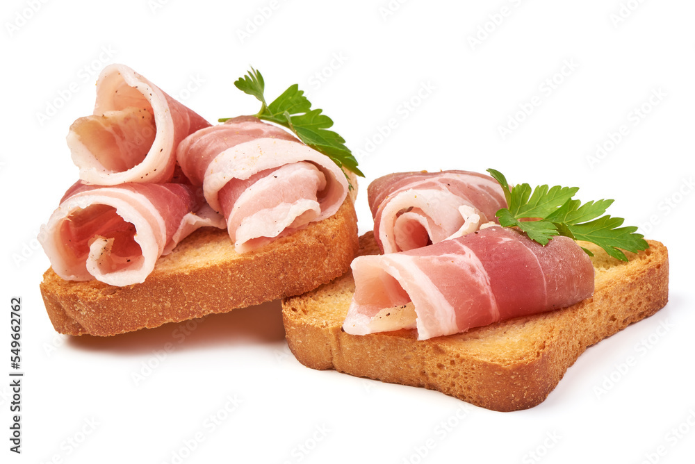 sandwich with bacon, isolated on white background