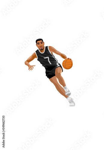 Man playing basketball. Vector illustration isolated on white 