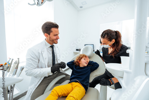 Happy child at dentist.